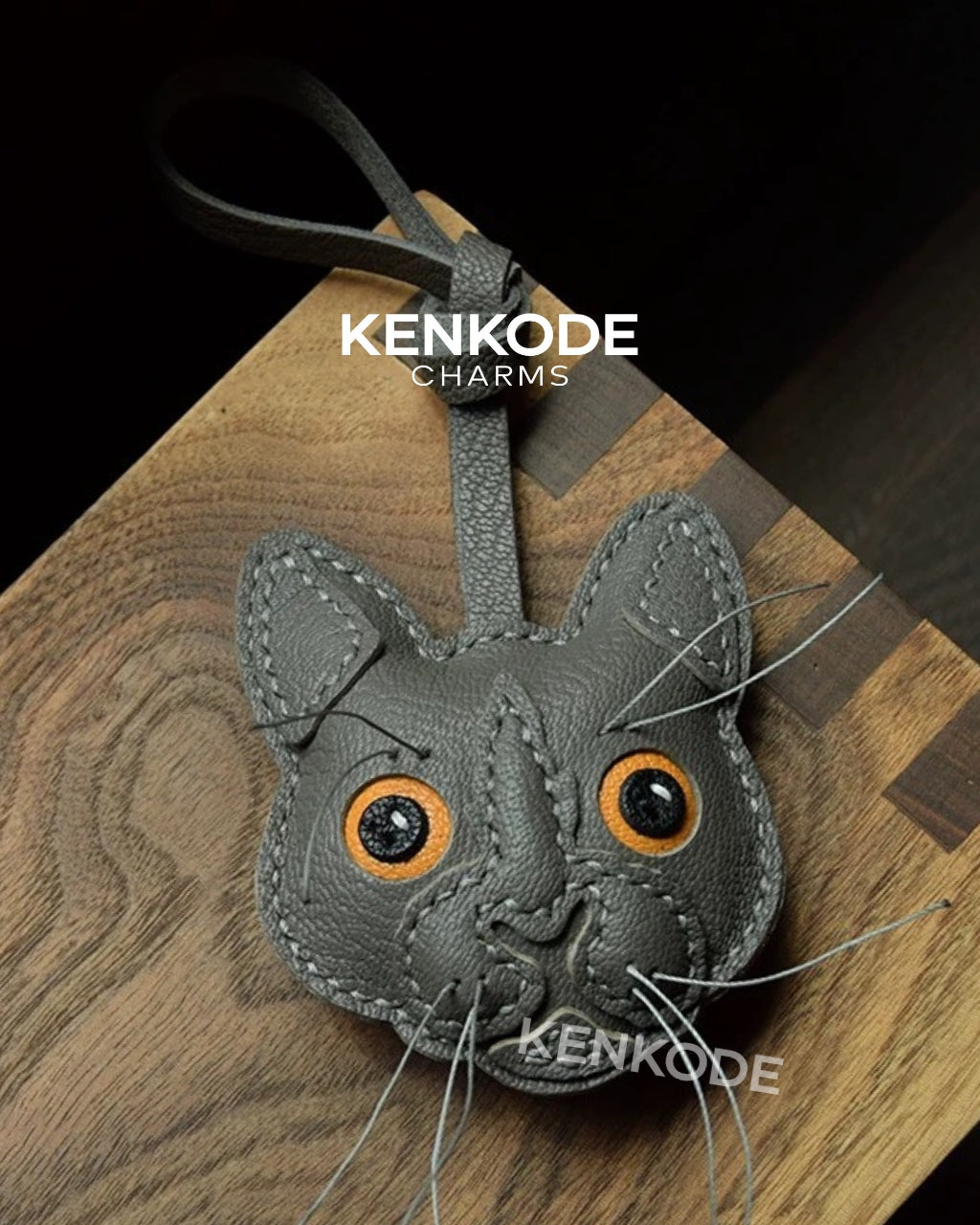 Cat Head Charm - gray 01