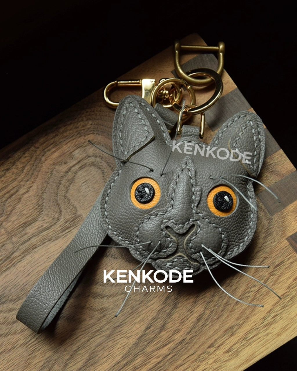 Cat Head Charm - gray 02