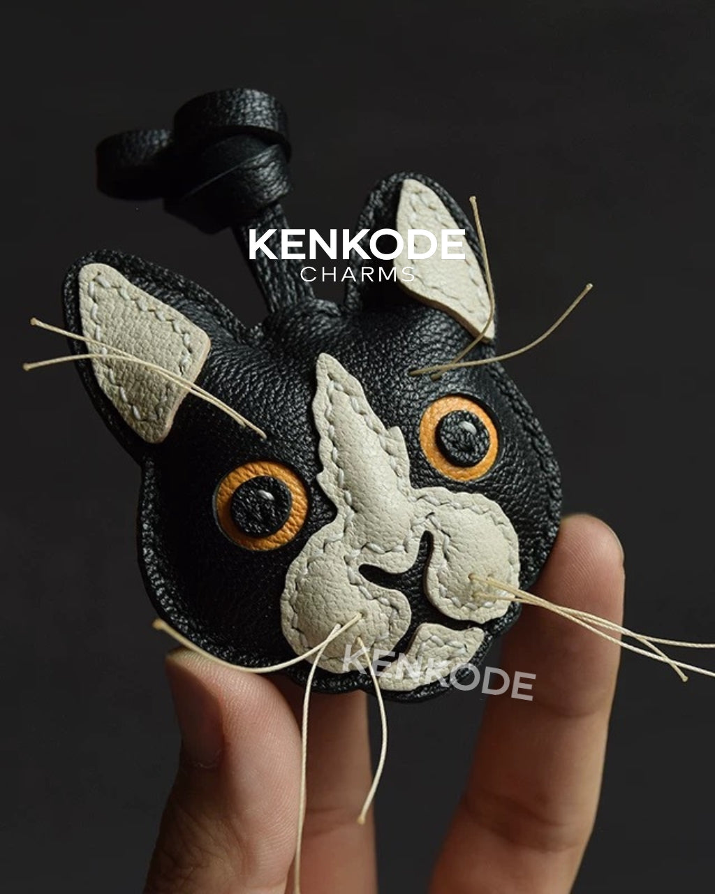 Cat Head Charm - tuxedo 02