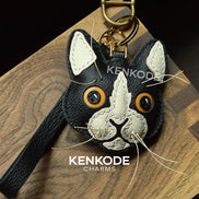 Cat Head Charm - tuxedo 03