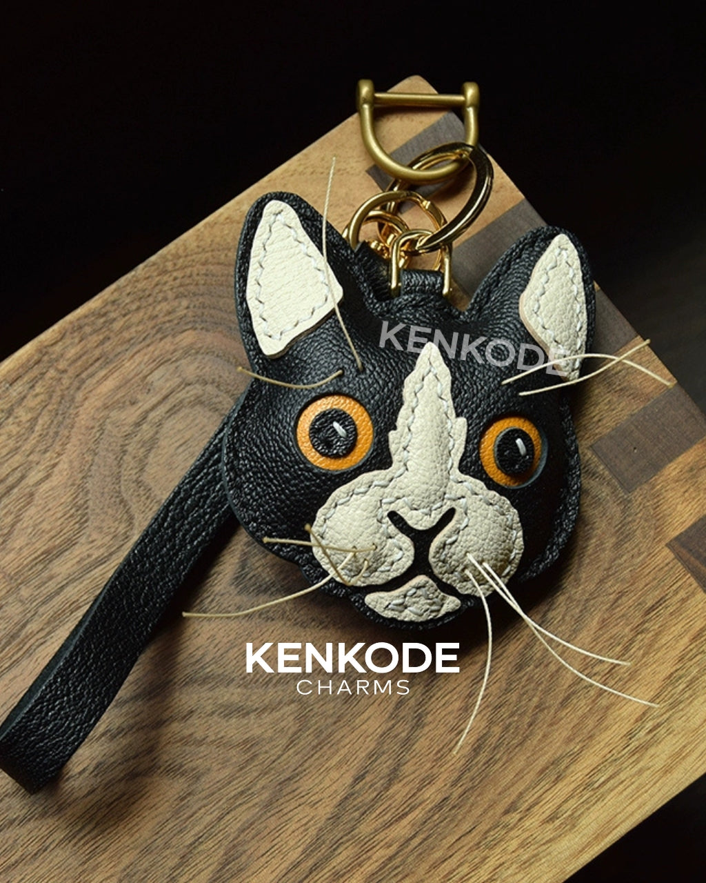Cat Head Charm - tuxedo 03