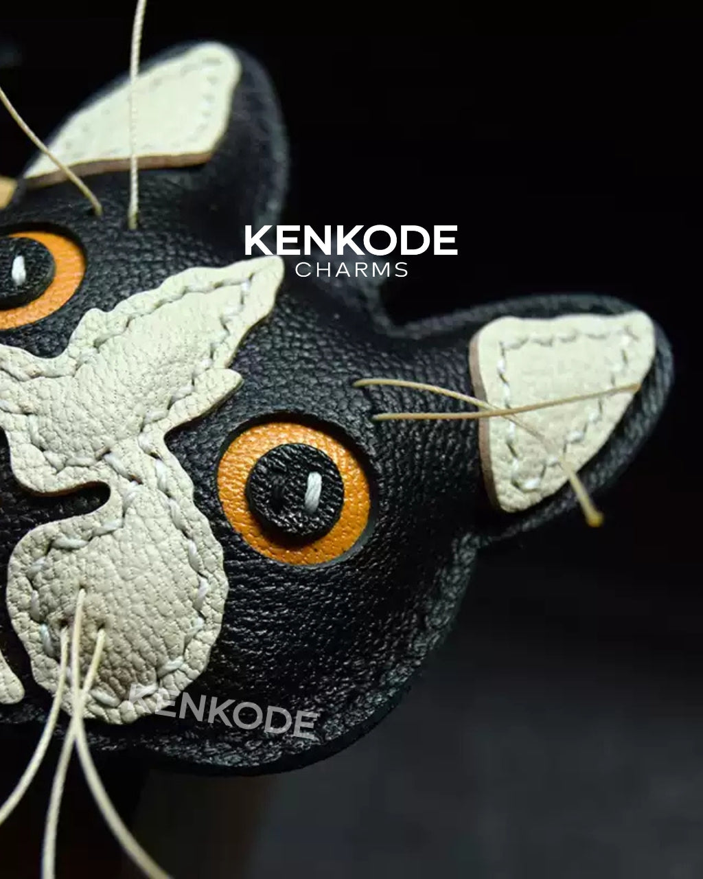 Cat Head Charm - tuxedo 04